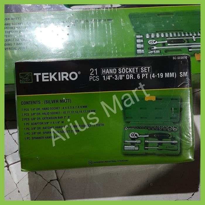 Kunci Shok Set Tekiro 21 Pcs Socket Wrench 1/4" - 3/8" Tekiro 21Pcs