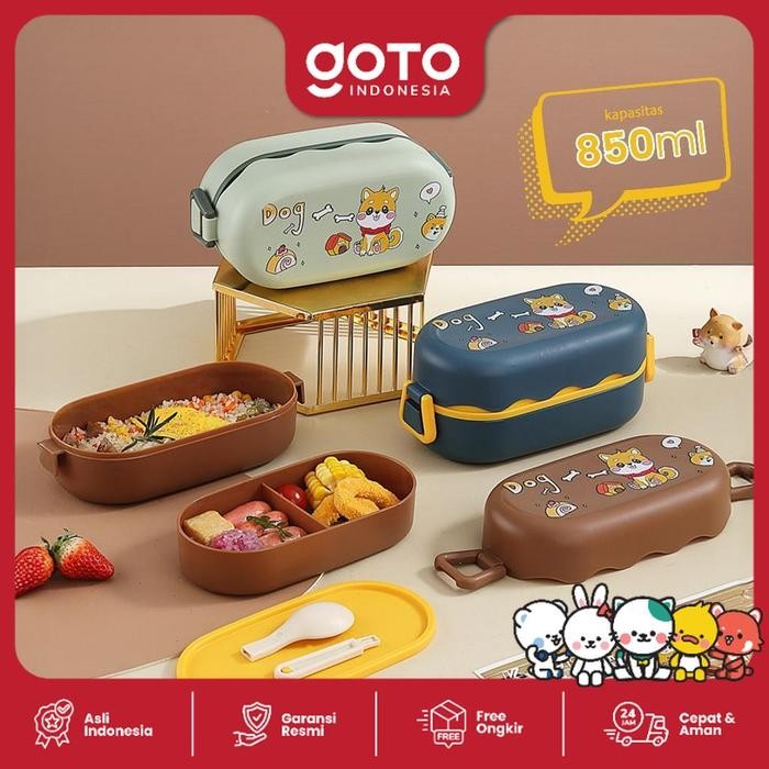 Goto [COD] Hachi Lunch Box Bento Tempat Bekal Makan Anak Lucu Anti Tumpah