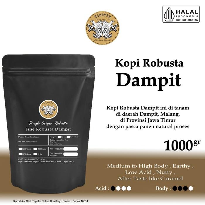 

Nespresso Coffee - Biji Kopi Fine Robusta Dampit 1Kg Bean Ground Bubuk 1 Kg Tagetto Coffee
