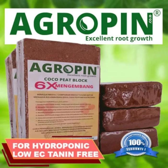 Media Tanam Cocopeat Premium Block 1kg Low EC - Agropin