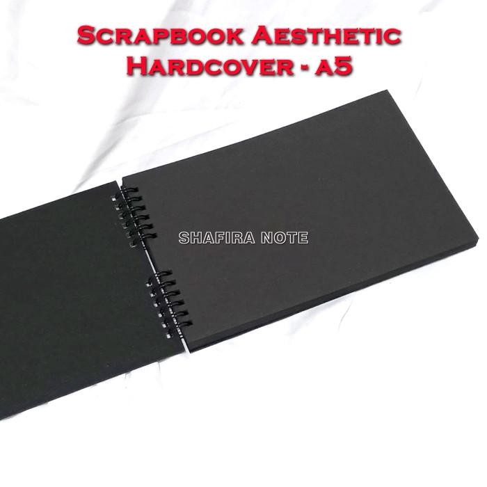 

A5 Hardcover Scrapbook Hitam Aesthetic Album Foto Vintage Buku Gambar Notebook Kado Hadiah