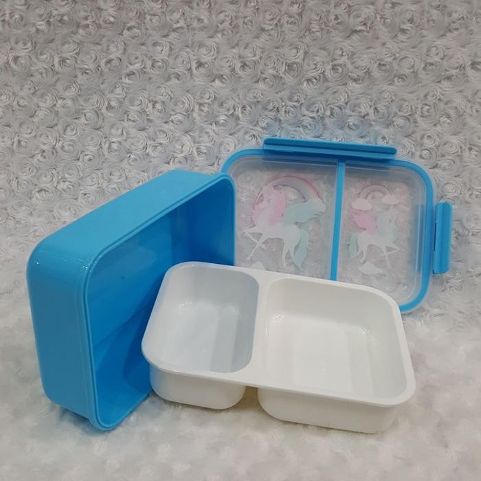 Tempat Makan Sekat Plastik Unicorn / Box Makan Unicorn Anak Perempuan / Kotak Bekal Anak