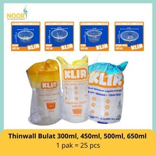 JT KLIR Thinwall Tempat Makan Plastik Bulat Datar 300, 450, 500, 600ml