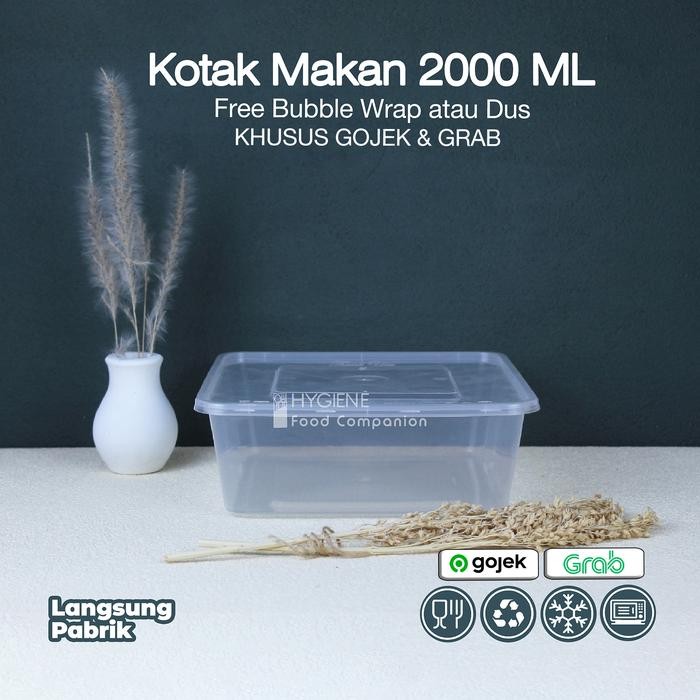 JT Thinwall Square 2000 ML - Kotak Makan Plastik 2000ML - Food Container