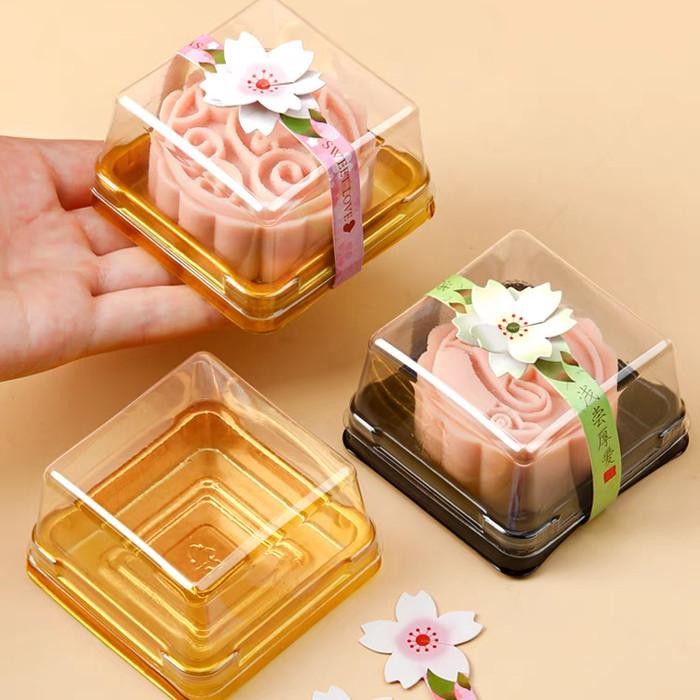 JT (50sets) Tray Mika tutup mooncake tray mika tutup mooncake pudding kue bulan tray mooncake 50gr