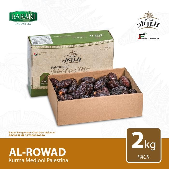 

ASLI AL-RWAD Kurma Medjool Palestina 2Kg Jumbo Large Premium Dates High Quality Tekstur Lembut dan