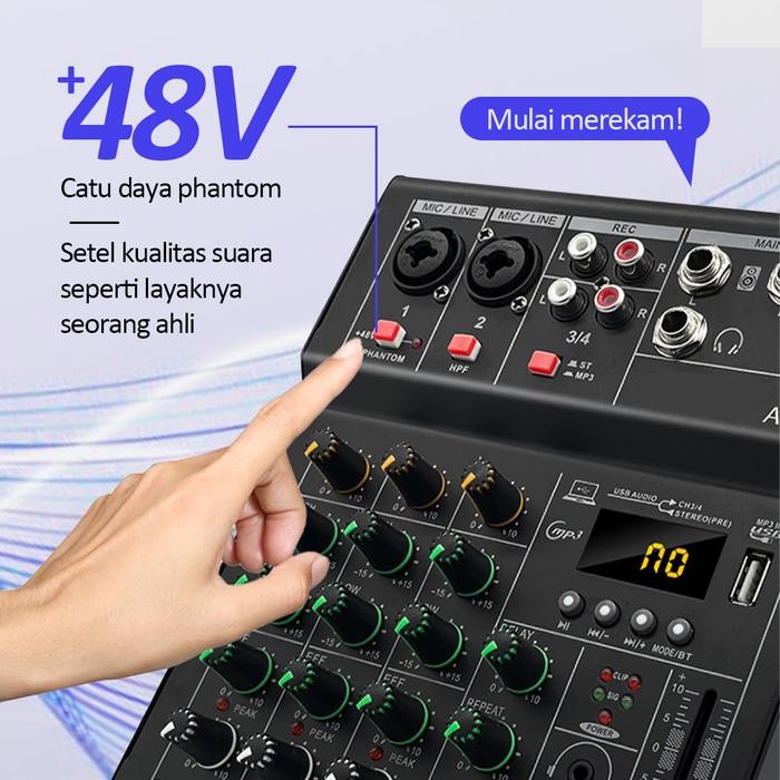 Bonkyo Pm4 Mixer Sound Audio System Bluetooth Dsp Usb 4 Channel Mini Audio Interface For Recording