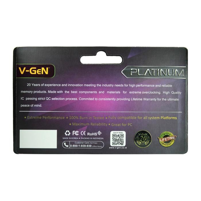 V-GEN RAM DDR3/DDR3L 4GB 12800 PLATINUM LONGDIMM - MEMORY RAM PC VGEN