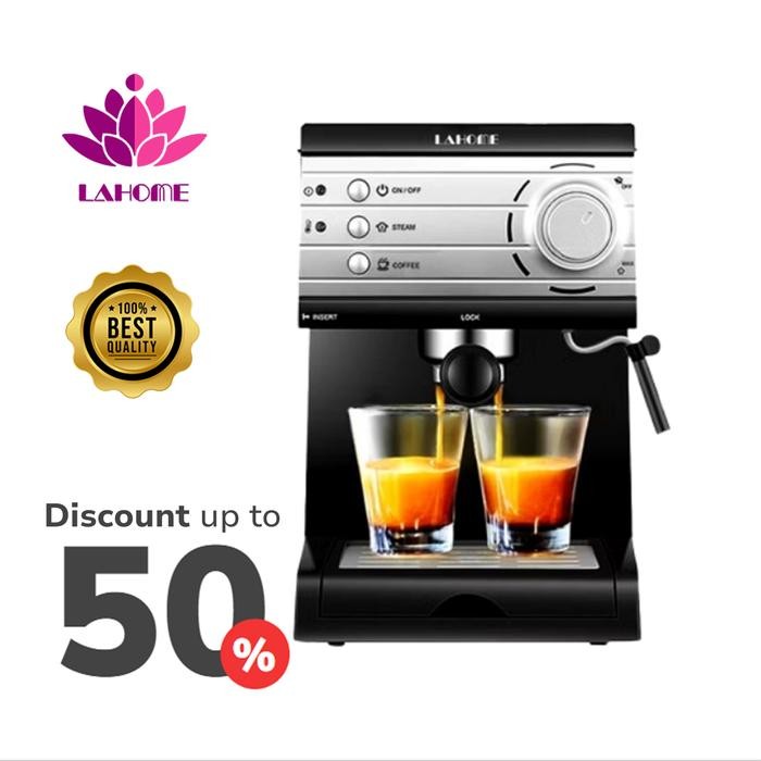 Lahome Mesin Kopi Espresso 3 In 1 Mesin Kopi Mesin Pembuat Kopi Semi-Otomatis Pembuat Espresso Mesin