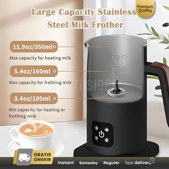 Milk Frother Steamer Susu Elektrik Otomatis Panas Dingin 350Ml Mf350