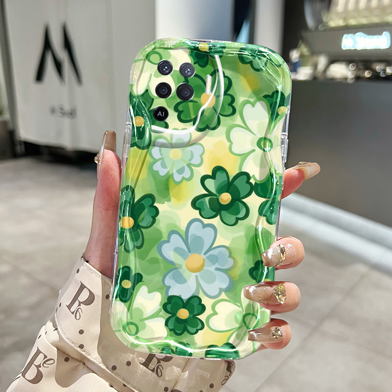 Casing Hp Untuk OPPO A94 F19 Pro Reno 5F Reno 5 Lite Reno5 F Reno5 Lite Case Mode Bunga hijau Kasing