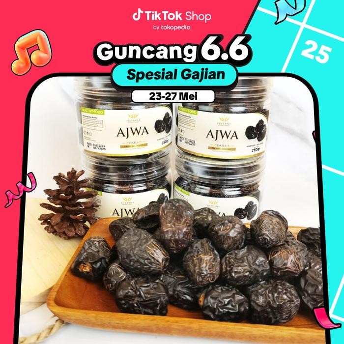 

DISKON Sultani Kurma Ajwa Al Madinah 250 gram Jumbo Premium Grade A Kualitas Terbaik Garansi 7 Hari