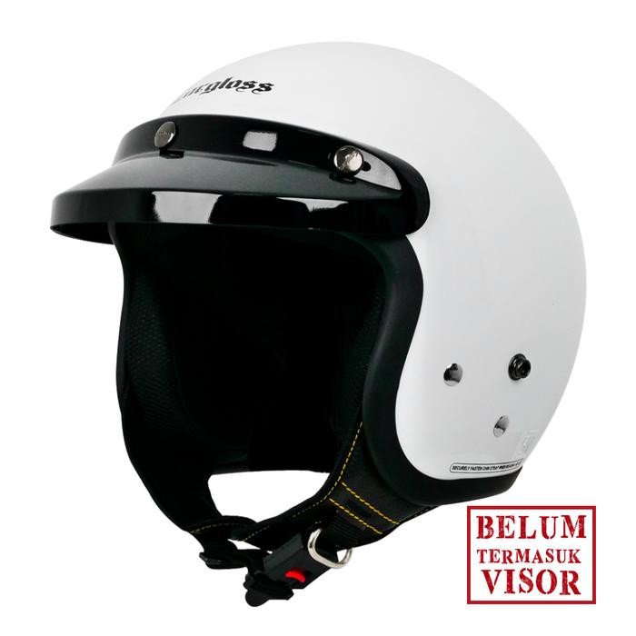 Diskon Helm Cargloss Original CFM Retro Half Face Army Glossy White Motor