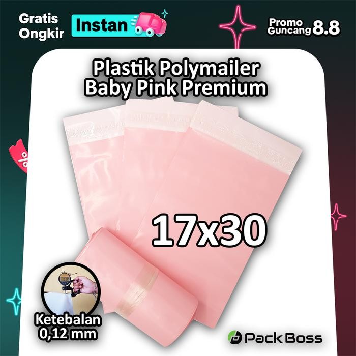 

ID POLYMAILER 17X30 BABY PINK PREMIUM LANGSUNG PABRIK TEBAL DAN HALUS