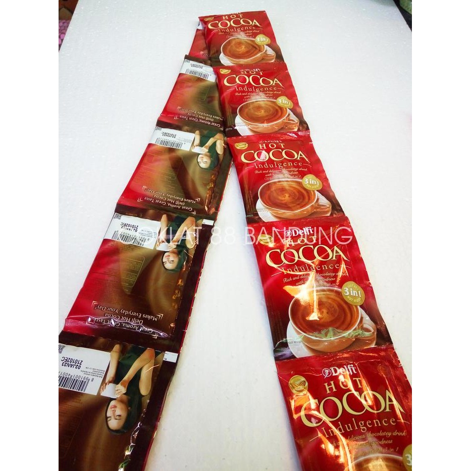 

DELFI HOT COCOA RENCENG ISI 20 PCS, COKLAT DELFI HOT CHOCOLATE DRINK INDULGENCE COKELAT MIX 3 IN 1