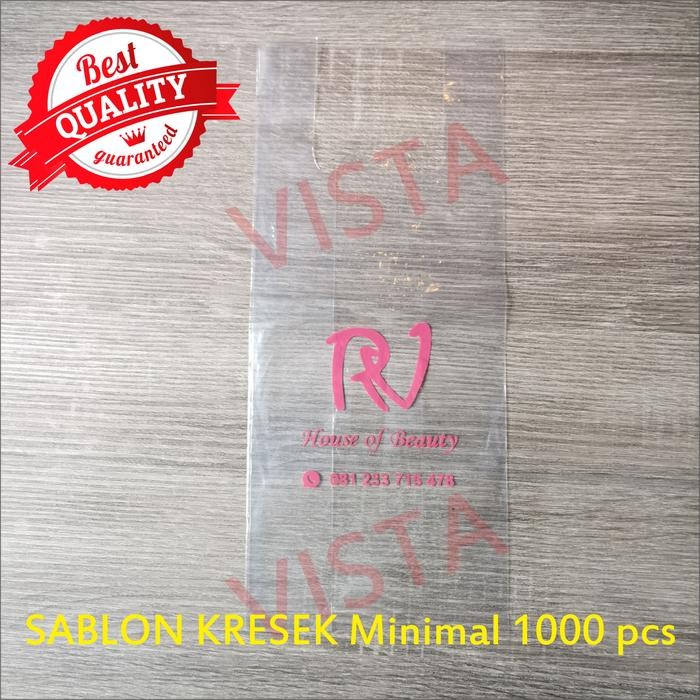 

Kresek Pe Bening ukuran 20 plus sablon 1 sisi 1 warna, per 1000 pcs