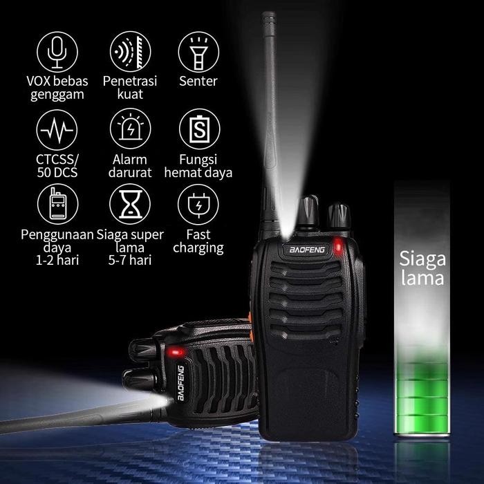 Handy Talky Radio Jarak Jauh 10km 2800MAH / Wlan Handy Talky Waterproof Portable With Charger