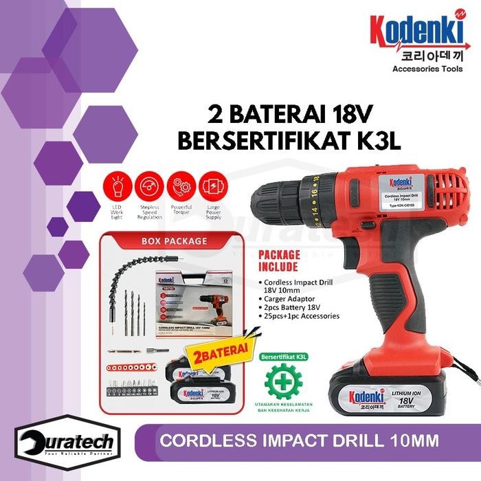 Terhemat Bor Baterai Cordless Lmpact Drill 18V / Bor Tangan Baterai Benz Werkz