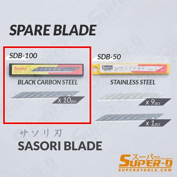 

ID SUPER-D JAPAN SDB-100 BLACK CARBON CUTTER SPARE BLADE ISI KATER TUBE
