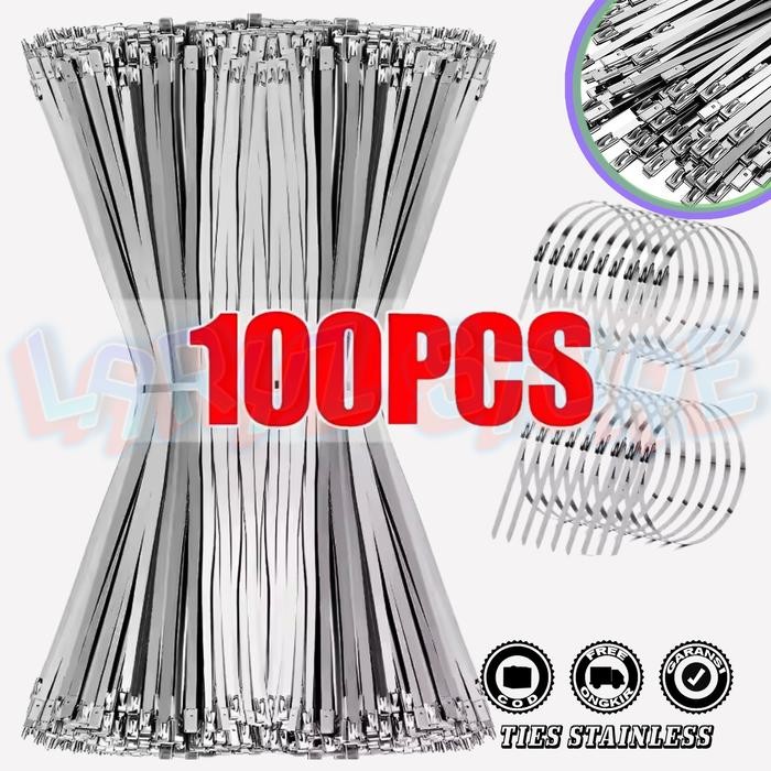

ID KABEL TIES STAINLESS TALI TIS TIE PENGIKAT KLEM KNALPOT 200 250 300 450 MM SS 304 20/100 PCS