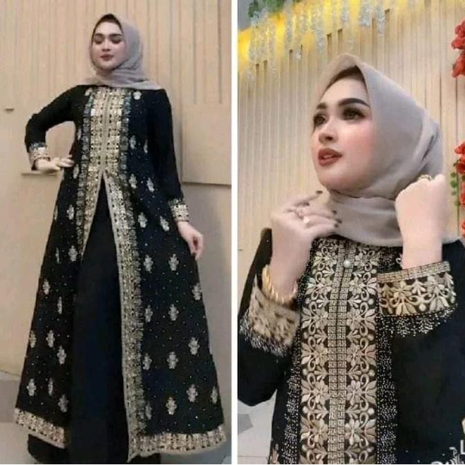 Ismi Dress Abaya Hitam Bordir Cantik Polos