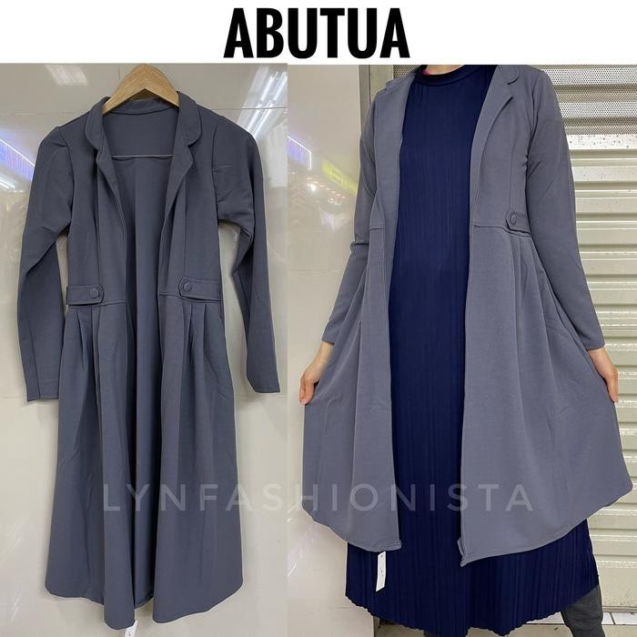 Long Outer Cardigan Panjang Wanita Muslimah Kerah Jeruk Tebal Mewah/Vika