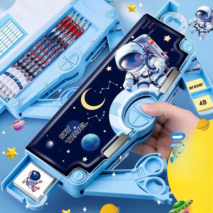 

New Tempat pensil alat tulis anak Astronot kotak pensil anak laki laki Karakter multifungsi