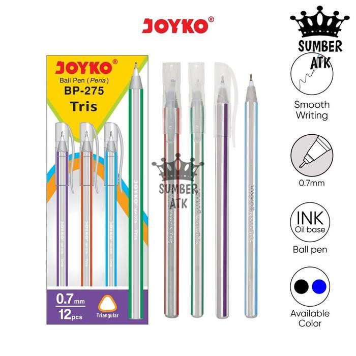 

New Ball Pen / Pulpen / Pena Joyko BP-275 / Tris / 1 BOX 12 PCS / 1 Lusin / 0.7 mm
