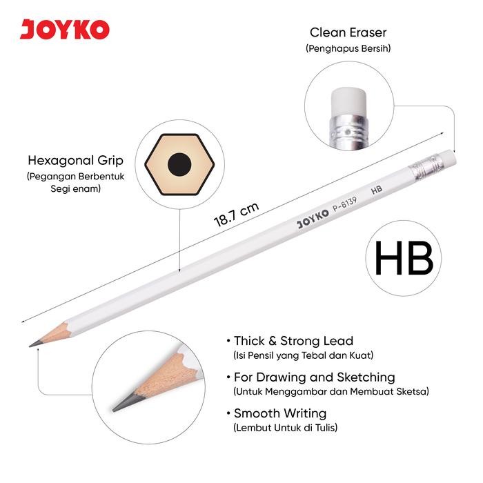 

New JOYKO PENCIL HB 2B PENSIL + PENGHAPUS KAYU JOYKO 2B ANAK UJIAN BOX LUSIN [12PCS]