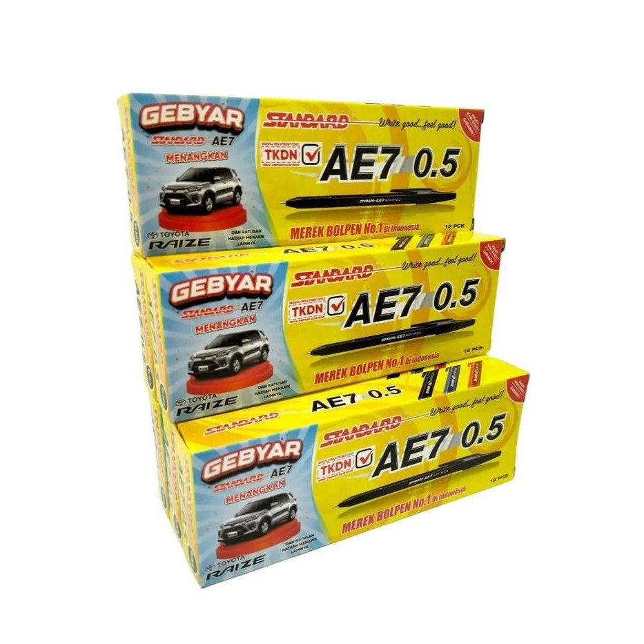 

New Pulpen Standart AE 7 Hitam / 1 pak isi 12 pcs / murahh