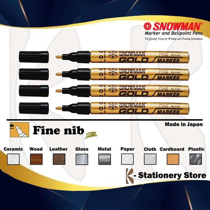 

New Spidol Permanent GOLD -- Snowman Paint Marker -- FINE Size (FGP)