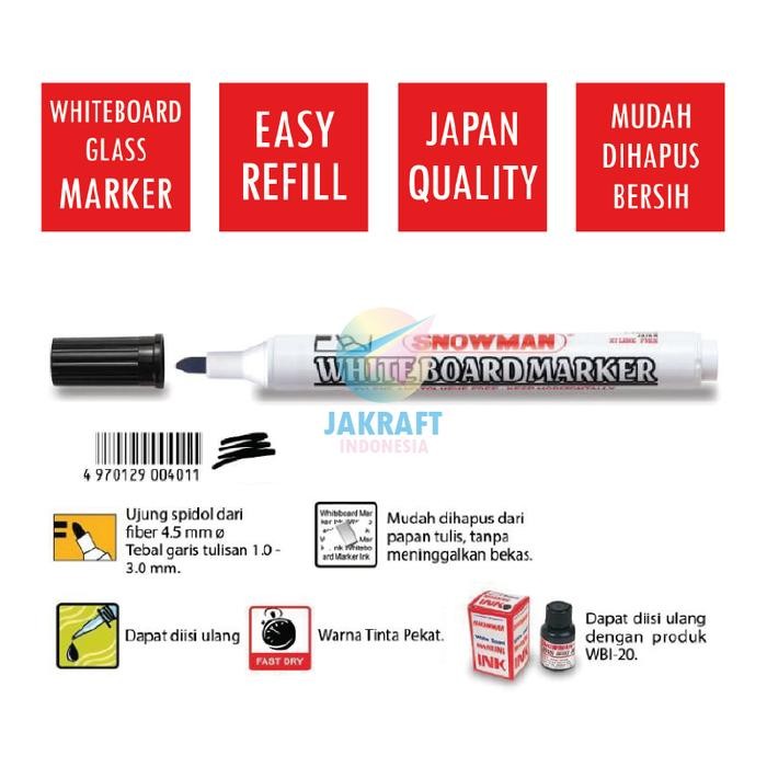 

New (1 Pcs) Spidol Papan Tulis & Kaca Bisa Dihapus SNOWMAN ABG-12 White Glass Board Koleksi Warna