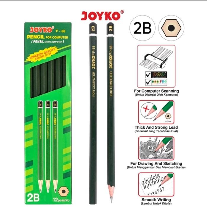 

New Pensil Joyko P-88 2B [Harga per 12 pcs] - Alat Tulis - Stationery Kayu Computer