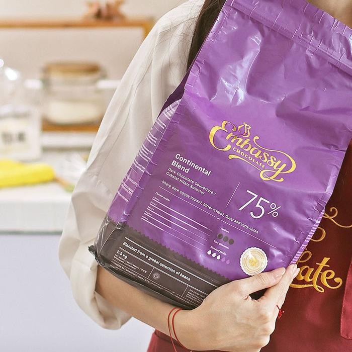 

Neww Embassy Chocolate - Continental 75% 1kg Dark Couverture Cokelat Tulip Coklat Kering Terlaris