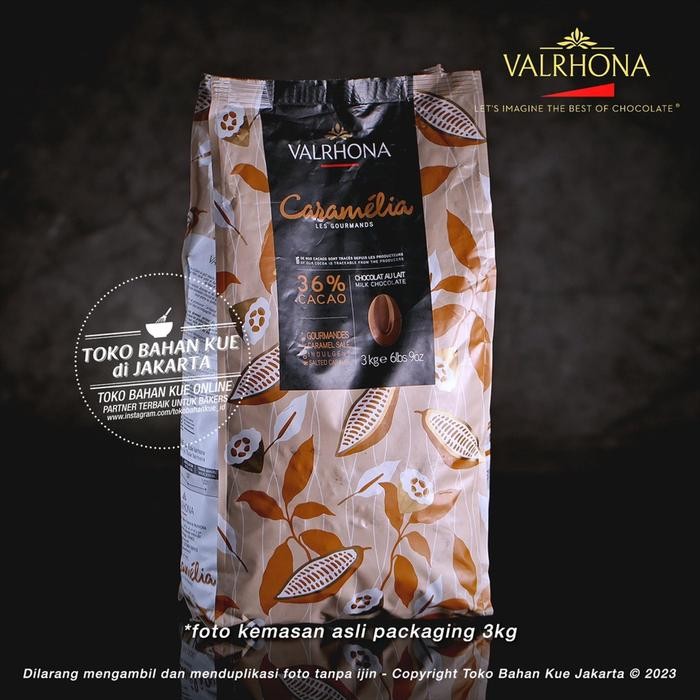 

Neww Valrhona Caramelia 36% Milk Chocolate 1kg Couverture Cokelat Caramel Terlaris