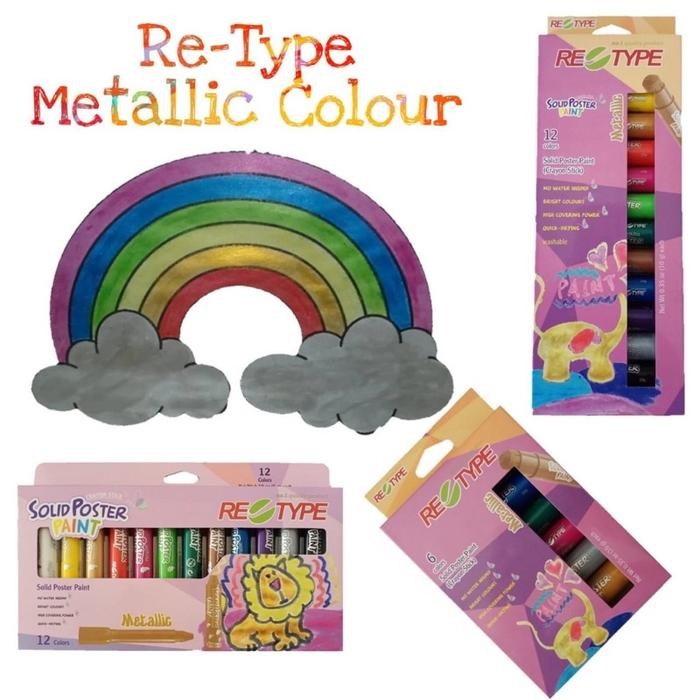 

Retype Solid Poster Paint Metallic Color - Crayon Krayon Anak Non Toxic Warna Metalik Isi 6 12