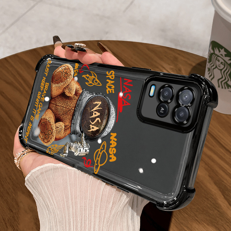 Casing Hp untuk OPPO A54 Case Beruang NASA Kasing Perlindun Anti-Drop airbag Kesing Silikon Softcase