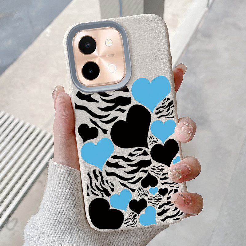 Casing Hp untuk VIVO Y28 2024 4G Case Casing Kulit TPU HP Softcase ponsel silikon tahan Kasing Cinta