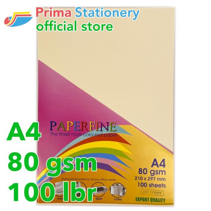 

JUAL Paperfine Kertas HVS Warna A4 IT 100 Ivory isi 100 lbr [TC]