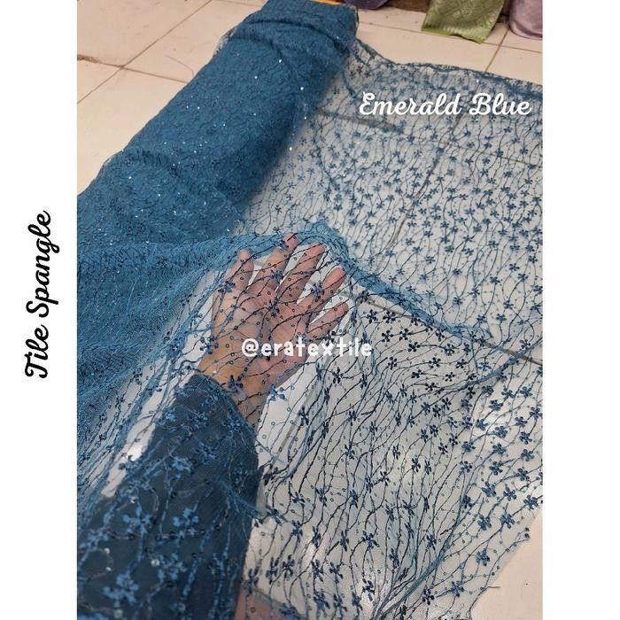 Kain Brokat Tile Spangle Premium Elegant - Kain Brokat Brukat Meteran Mewah/ Kain Tile Sequin Payet/