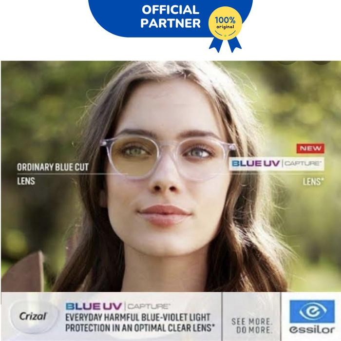 Lensa Essilor Blue UV Capture Crizal Sapphire Airwear 1.59 Aspheris