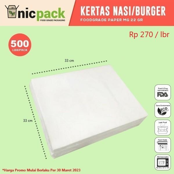

Baru Kertas Nasi / Kertas Burger / KFC 33x33cm Anti Minyak