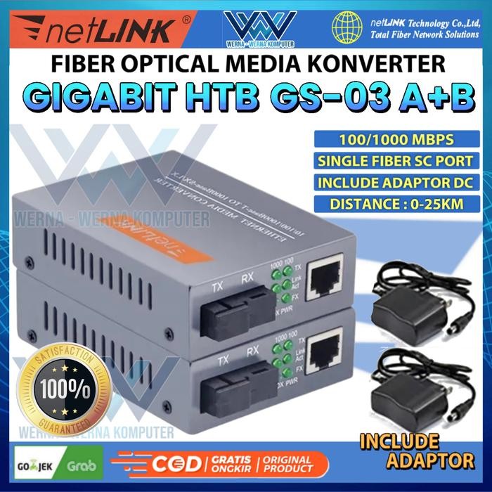 NETLINK HTB-GS-03 A+B Ethernet Media Converter GIGABIT 1000Mbps