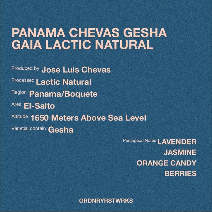 

Panama Chevas Gaia Lactic Natural Exotics 60gram