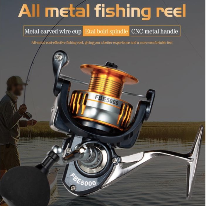 Reel Pancing Fbe 2000-7000 Bearing 17+1Bb Metal Spool One Way Drag 8Kg