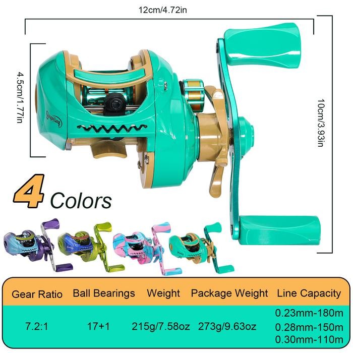 Sougayilang Reel Pancing Casting Sougailang 17+1Bantalan Bola Rasio Gigi 7.2:1 Reel Pancing