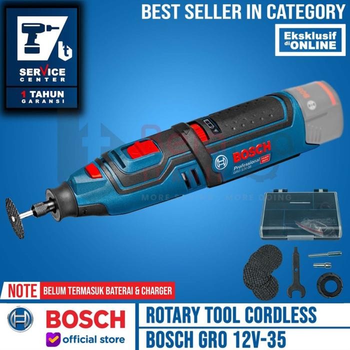 Promo Bosch Gro 12V-35 Rotary Tool Cordless Gerinda Tuner Bor Baterai Mini 12 Volts Gro12V-35