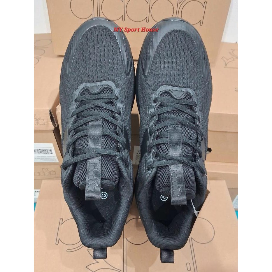 Sepatu Lari/Sekolah Diadora DIARU240507M Running Shoes Original - Full Black (terlaris) (terbaik)