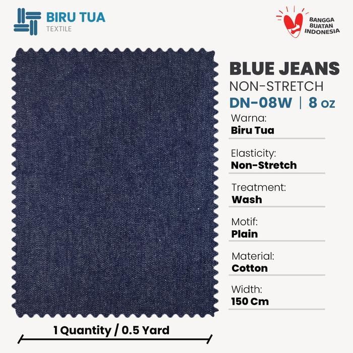 V02D Bahan Blue Jeans 8 Oz Washed / Non Stretch / Kain Denim