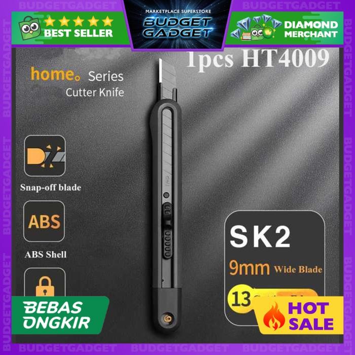 

ID DELI PISAU CUTTER AUTO LOCK SNAP OFF BLADE 13 CUTTING EDGES SK2 9MM